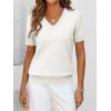 imageANRABESS Women Wool Blend Sweater Summer 2026 Short Sleeve V Neck Pullover Top Business Casual Outfit Beach Vacation ClothesBeige White