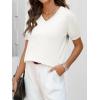 imageANRABESS Women Wool Blend Sweater Summer 2026 Short Sleeve V Neck Pullover Top Business Casual Outfit Beach Vacation ClothesBeige White