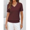 imageANRABESS Women Wool Blend Sweater Summer 2026 Short Sleeve V Neck Pullover Top Business Casual Outfit Beach Vacation ClothesDark Red