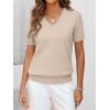 imageANRABESS Women Wool Blend Sweater Summer 2026 Short Sleeve V Neck Pullover Top Business Casual Outfit Beach Vacation ClothesLight Khaki