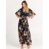 imageANRABESS Womens 12 Sleeve Beach Wedding Guest Maxi Dresses 2026 Summer Wrap V Neck Boho Floral Flowy Slit Long DressesFloral Black Yellow