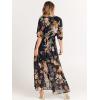 imageANRABESS Womens 12 Sleeve Beach Wedding Guest Maxi Dresses 2026 Summer Wrap V Neck Boho Floral Flowy Slit Long DressesFloral Black Yellow
