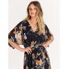 imageANRABESS Womens 12 Sleeve Beach Wedding Guest Maxi Dresses 2026 Summer Wrap V Neck Boho Floral Flowy Slit Long DressesFloral Black Yellow
