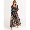 imageANRABESS Womens 12 Sleeve Beach Wedding Guest Maxi Dresses 2026 Summer Wrap V Neck Boho Floral Flowy Slit Long DressesFloral Black Yellow