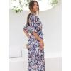 imageANRABESS Womens 12 Sleeve Beach Wedding Guest Maxi Dresses 2026 Summer Wrap V Neck Boho Floral Flowy Slit Long DressesFloral Blue White