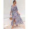 imageANRABESS Womens 12 Sleeve Beach Wedding Guest Maxi Dresses 2026 Summer Wrap V Neck Boho Floral Flowy Slit Long DressesFloral Blue White