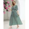 imageANRABESS Womens 12 Sleeve Beach Wedding Guest Maxi Dresses 2026 Summer Wrap V Neck Boho Floral Flowy Slit Long DressesFloral Green Pink