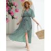 imageANRABESS Womens 12 Sleeve Beach Wedding Guest Maxi Dresses 2026 Summer Wrap V Neck Boho Floral Flowy Slit Long DressesFloral Green Pink