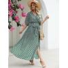 imageANRABESS Womens 12 Sleeve Beach Wedding Guest Maxi Dresses 2026 Summer Wrap V Neck Boho Floral Flowy Slit Long DressesFloral Green Pink