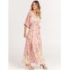 imageANRABESS Womens 12 Sleeve Beach Wedding Guest Maxi Dresses 2026 Summer Wrap V Neck Boho Floral Flowy Slit Long DressesFloral Pink