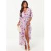 imageANRABESS Womens 12 Sleeve Beach Wedding Guest Maxi Dresses 2026 Summer Wrap V Neck Boho Floral Flowy Slit Long DressesFloral Purple