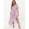 imageANRABESS Womens 12 Sleeve Beach Wedding Guest Maxi Dresses 2026 Summer Wrap V Neck Boho Floral Flowy Slit Long DressesFloral Purple