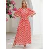 imageANRABESS Womens 12 Sleeve Beach Wedding Guest Maxi Dresses 2026 Summer Wrap V Neck Boho Floral Flowy Slit Long DressesFloral Red