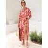 imageANRABESS Womens 12 Sleeve Beach Wedding Guest Maxi Dresses 2026 Summer Wrap V Neck Boho Floral Flowy Slit Long DressesFloral Red Pink