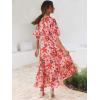 imageANRABESS Womens 12 Sleeve Beach Wedding Guest Maxi Dresses 2026 Summer Wrap V Neck Boho Floral Flowy Slit Long DressesFloral Red Pink