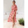 imageANRABESS Womens 12 Sleeve Beach Wedding Guest Maxi Dresses 2026 Summer Wrap V Neck Boho Floral Flowy Slit Long DressesFloral Red Pink