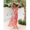imageANRABESS Womens 12 Sleeve Beach Wedding Guest Maxi Dresses 2026 Summer Wrap V Neck Boho Floral Flowy Slit Long DressesFloral Red Pink