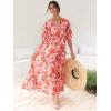 imageANRABESS Womens 12 Sleeve Beach Wedding Guest Maxi Dresses 2026 Summer Wrap V Neck Boho Floral Flowy Slit Long DressesFloral Red Pink
