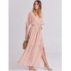 imageANRABESS Womens 12 Sleeve Beach Wedding Guest Maxi Dresses 2026 Summer Wrap V Neck Boho Floral Flowy Slit Long DressesFloral Rose Gold