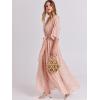 imageANRABESS Womens 12 Sleeve Beach Wedding Guest Maxi Dresses 2026 Summer Wrap V Neck Boho Floral Flowy Slit Long DressesFloral Rose Gold