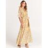 imageANRABESS Womens 12 Sleeve Beach Wedding Guest Maxi Dresses 2026 Summer Wrap V Neck Boho Floral Flowy Slit Long DressesFloral Yellow Pink