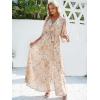 imageANRABESS Womens 12 Sleeve Beach Wedding Guest Maxi Dresses 2026 Summer Wrap V Neck Boho Floral Flowy Slit Long DressesFloral Yellow White