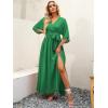 imageANRABESS Womens 12 Sleeve Beach Wedding Guest Maxi Dresses 2026 Summer Wrap V Neck Boho Floral Flowy Slit Long DressesGreen