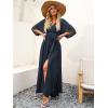 imageANRABESS Womens 12 Sleeve Beach Wedding Guest Maxi Dresses 2026 Summer Wrap V Neck Boho Floral Flowy Slit Long DressesNavy Blue