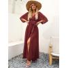imageANRABESS Womens 12 Sleeve Beach Wedding Guest Maxi Dresses 2026 Summer Wrap V Neck Boho Floral Flowy Slit Long DressesRed