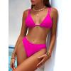 imageANRABESS Womens 2 Piece Swimsuit Bikini Sets Double Shoulder Straps Floral Cute Triangle Bathing Suit Summer Beach SwimwearHot Pink