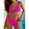 imageANRABESS Womens 2 Piece Swimsuit Bikini Sets Double Shoulder Straps Floral Cute Triangle Bathing Suit Summer Beach SwimwearHot Pink