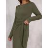 imageANRABESS Womens 2026 Spring Long Sleeve Maxi Dress Crewneck Tie Waist Slit Casual Long T Shirt Dresses Winter Trendy OutfitsArmy Green