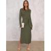 imageANRABESS Womens 2026 Spring Long Sleeve Maxi Dress Crewneck Tie Waist Slit Casual Long T Shirt Dresses Winter Trendy OutfitsArmy Green