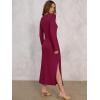 imageANRABESS Womens 2026 Spring Long Sleeve Maxi Dress Crewneck Tie Waist Slit Casual Long T Shirt Dresses Winter Trendy OutfitsBurgundy