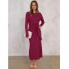 imageANRABESS Womens 2026 Spring Long Sleeve Maxi Dress Crewneck Tie Waist Slit Casual Long T Shirt Dresses Winter Trendy OutfitsBurgundy