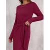 imageANRABESS Womens 2026 Spring Long Sleeve Maxi Dress Crewneck Tie Waist Slit Casual Long T Shirt Dresses Winter Trendy OutfitsBurgundy
