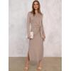 imageANRABESS Womens 2026 Spring Long Sleeve Maxi Dress Crewneck Tie Waist Slit Casual Long T Shirt Dresses Winter Trendy OutfitsKhaki