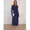 imageANRABESS Womens 2026 Spring Long Sleeve Maxi Dress Crewneck Tie Waist Slit Casual Long T Shirt Dresses Winter Trendy OutfitsNavy Blue