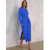 imageANRABESS Womens 2026 Spring Long Sleeve Maxi Dress Crewneck Tie Waist Slit Casual Long T Shirt Dresses Winter Trendy OutfitsRoyal Blue