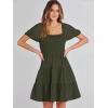 imageANRABESS Womens 2026 Summer Casual Dress Square Neck Puff Sleeve Boho Beach Vacation Short DressArmy Green