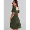 imageANRABESS Womens 2026 Summer Casual Dress Square Neck Puff Sleeve Boho Beach Vacation Short DressArmy Green
