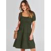 imageANRABESS Womens 2026 Summer Casual Dress Square Neck Puff Sleeve Boho Beach Vacation Short DressArmy Green