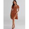 imageANRABESS Womens 2026 Summer Casual Dress Square Neck Puff Sleeve Boho Beach Vacation Short DressBrown