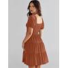 imageANRABESS Womens 2026 Summer Casual Dress Square Neck Puff Sleeve Boho Beach Vacation Short DressBrown