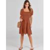 imageANRABESS Womens 2026 Summer Casual Dress Square Neck Puff Sleeve Boho Beach Vacation Short DressBrown