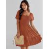 imageANRABESS Womens 2026 Summer Casual Dress Square Neck Puff Sleeve Boho Beach Vacation Short DressBrown