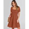 imageANRABESS Womens 2026 Summer Casual Dress Square Neck Puff Sleeve Boho Beach Vacation Short DressBrown