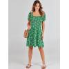 imageANRABESS Womens 2026 Summer Casual Dress Square Neck Puff Sleeve Boho Beach Vacation Short DressGreen Floral
