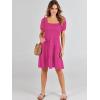 imageANRABESS Womens 2026 Summer Casual Dress Square Neck Puff Sleeve Boho Beach Vacation Short DressHot Pink