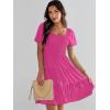 imageANRABESS Womens 2026 Summer Casual Dress Square Neck Puff Sleeve Boho Beach Vacation Short DressHot Pink